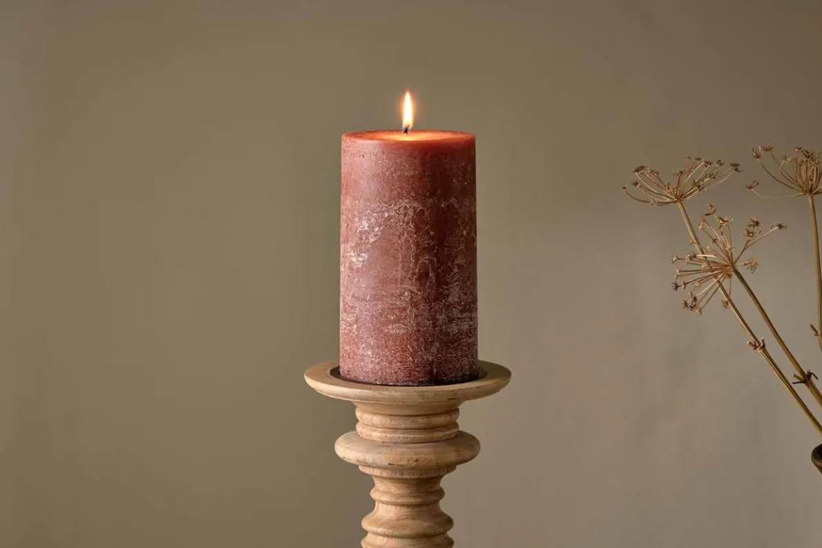 Rustic Soy Blend Pillar Candle - Rust - Large