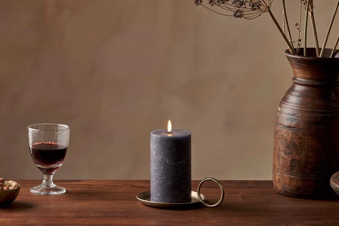 Rustic Soy Blend Pillar Candle - Charcoal - Small