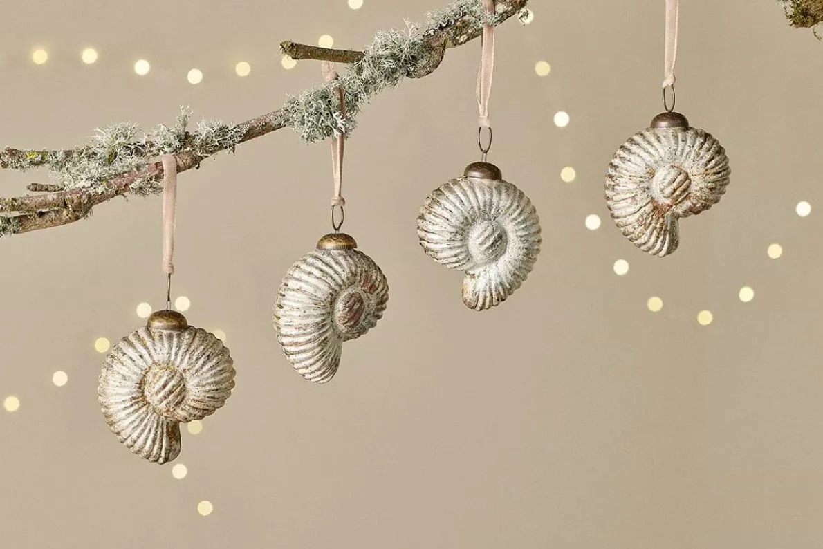 Sachin Shell Baubles - Rustic Gold - (Set of 4)