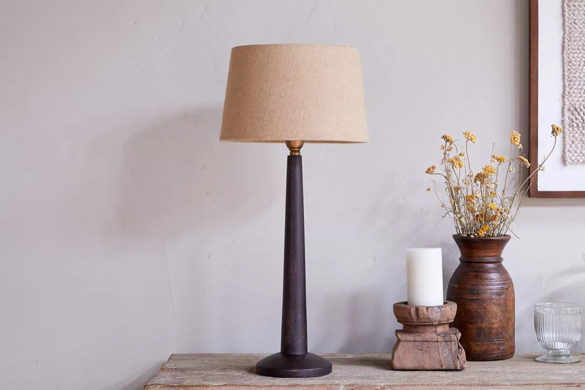 Sahar Mango Wood Table Lamp - Dark Stain