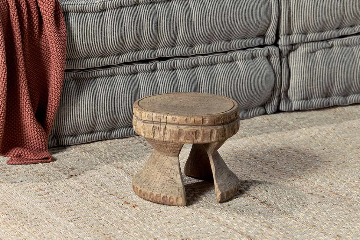 Salman Wooden Decorative Stool - Natural