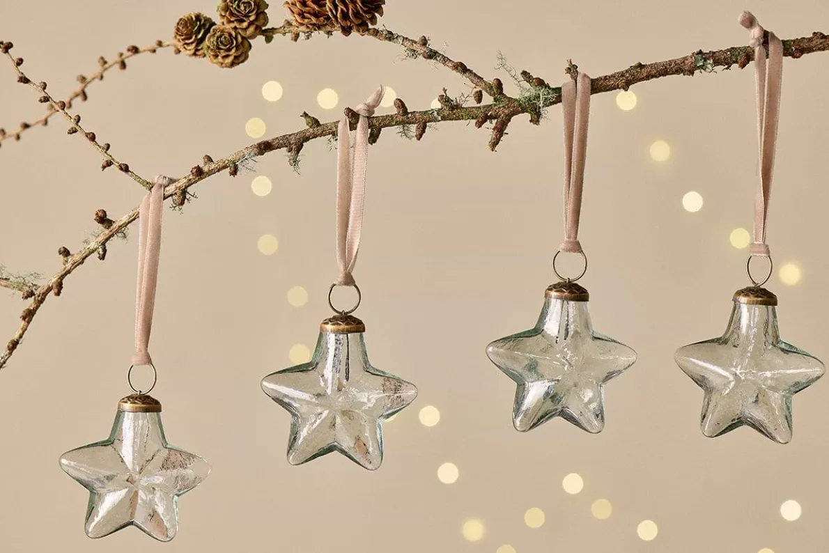 Sardi Star Baubles - Clear (Set of 4)