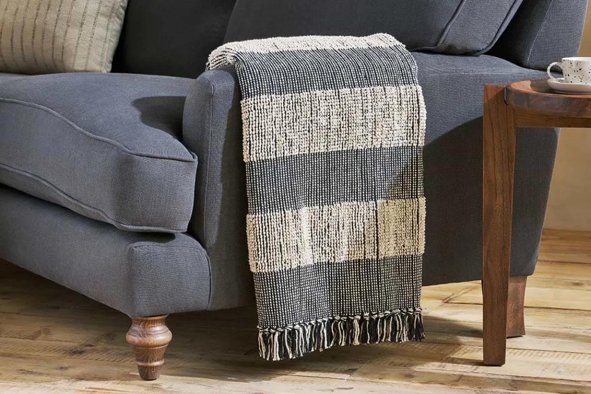 Shal Cotton Throw - Black & Off White