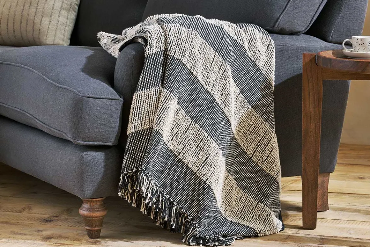Shal Cotton Throw - Black & Off White