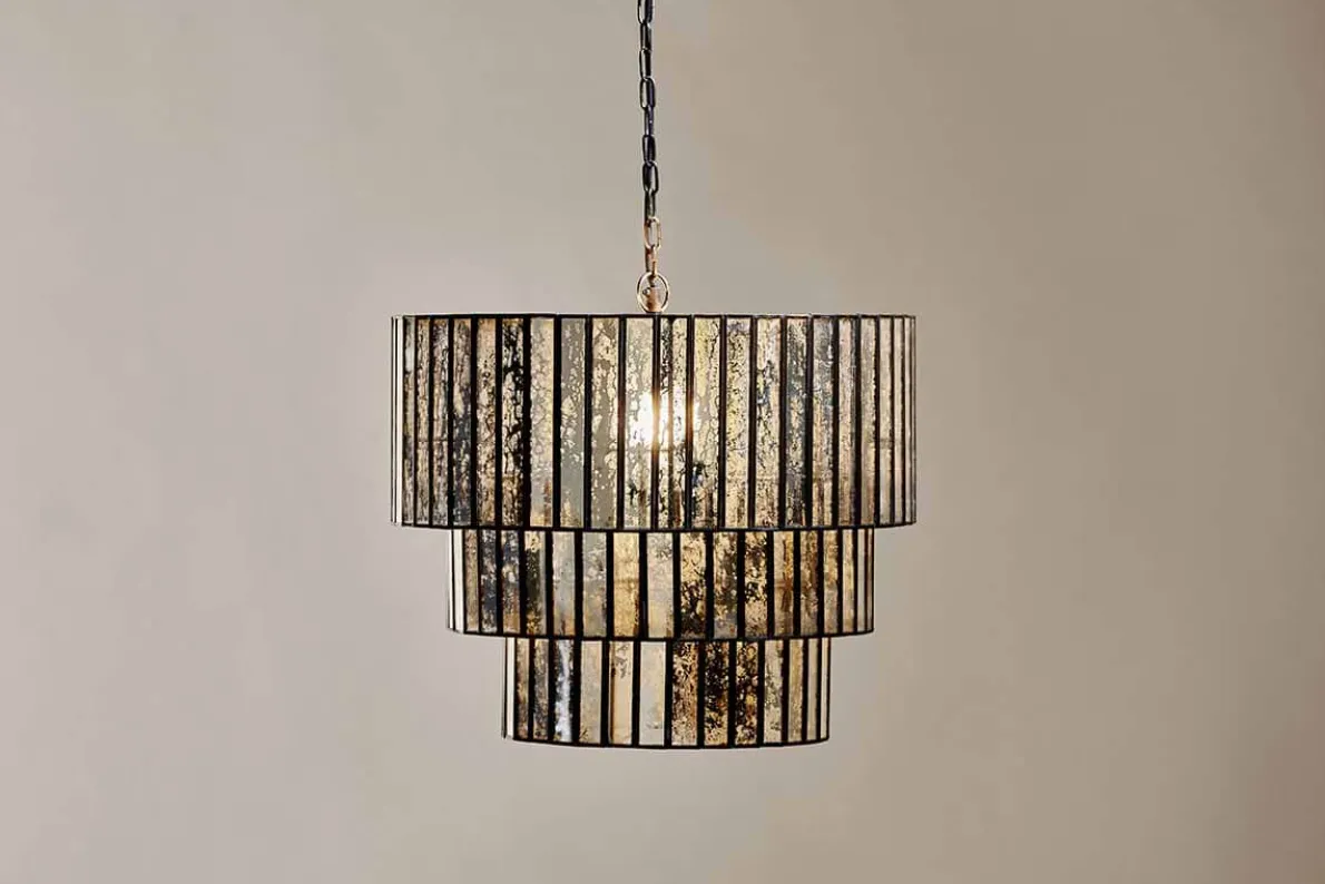 Shanaya Mottled Glass Chandelier - Antique Bronze