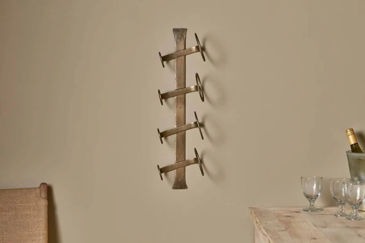 Shray Iron Wine Rack - Antique Brass