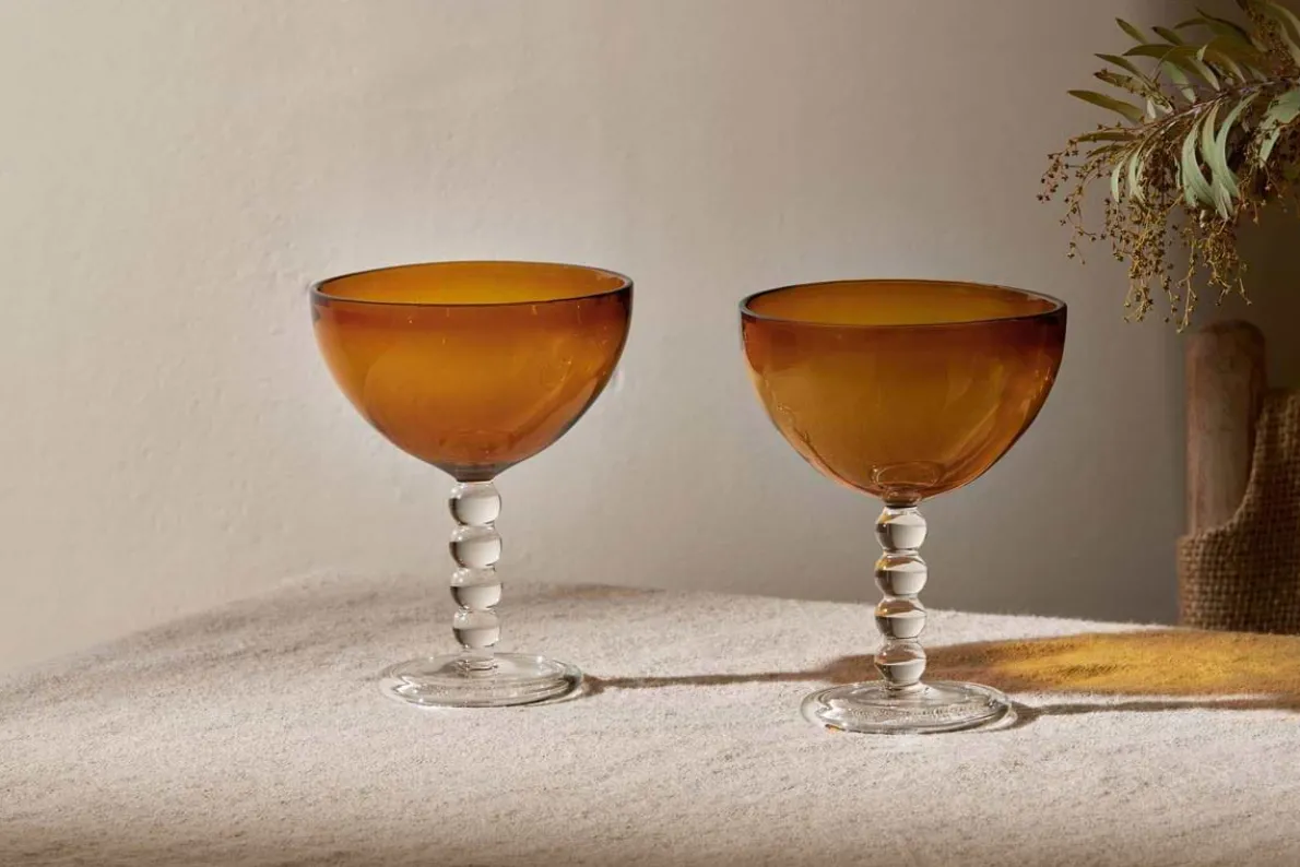 Thimma Champagne Coupe - Amber (Set of 2)
