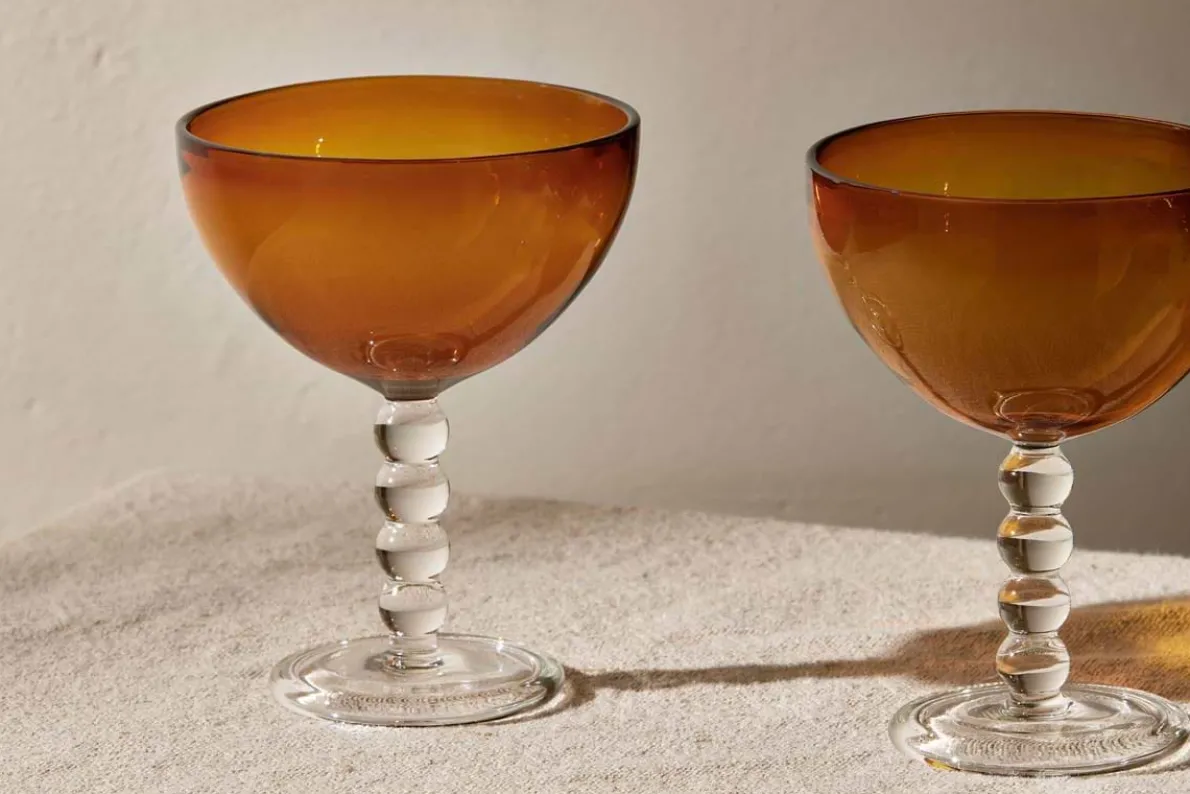Thimma Champagne Coupe - Amber (Set of 2)