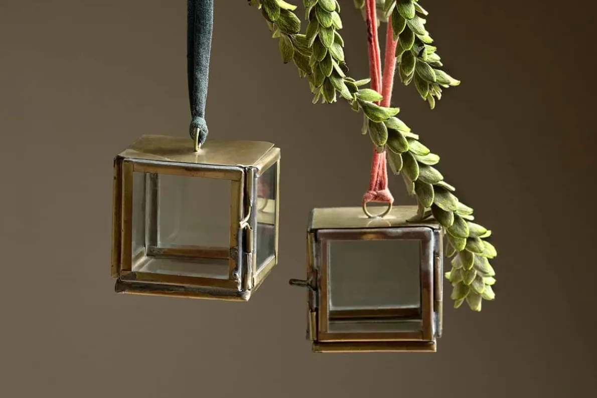 Tiny Kiko Box Decorations (Set of 2) - Antique Brass