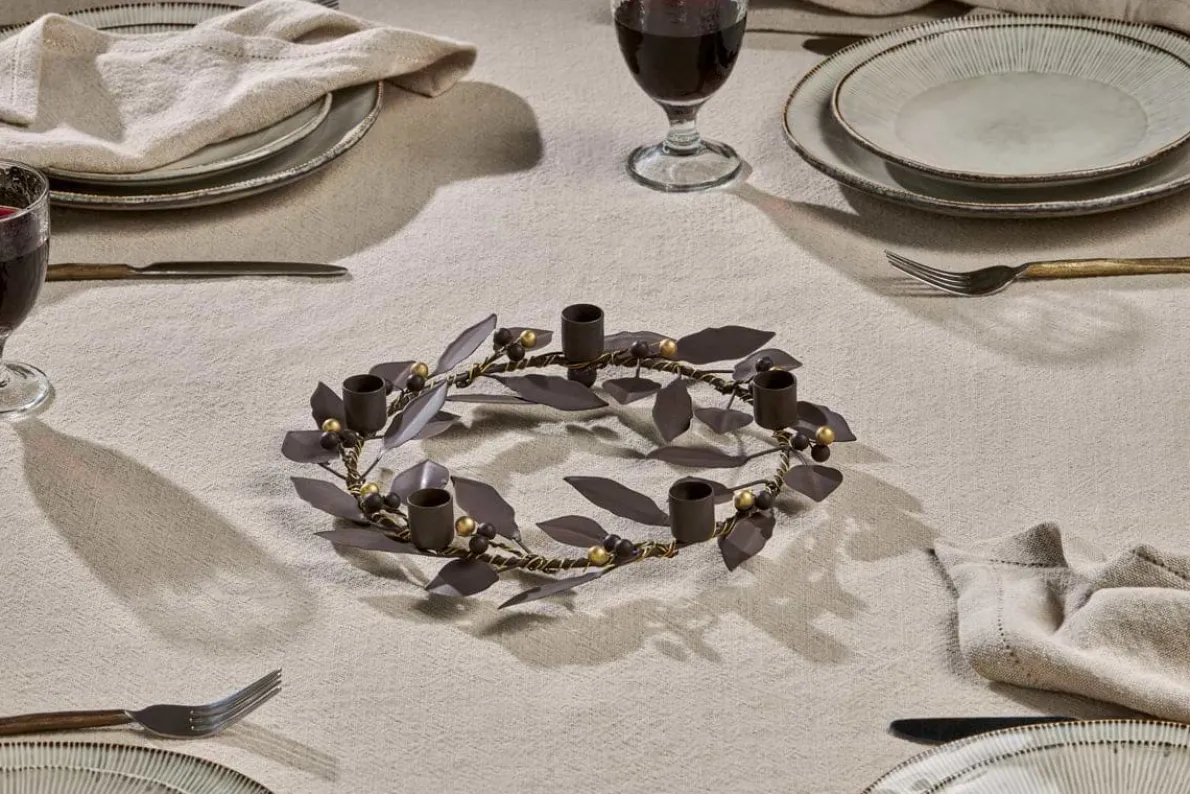 Tula Garland Candle Holder - Brass & Rust