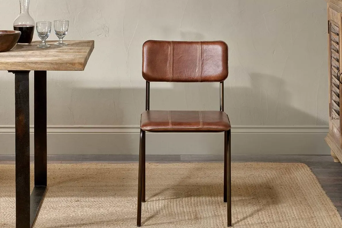 Ukari Leather Dining Chair - Chocolate Brown
