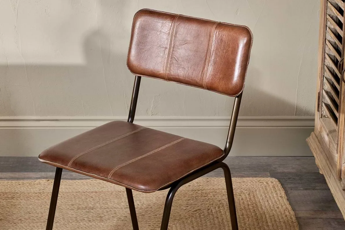 Ukari Leather Dining Chair - Chocolate Brown