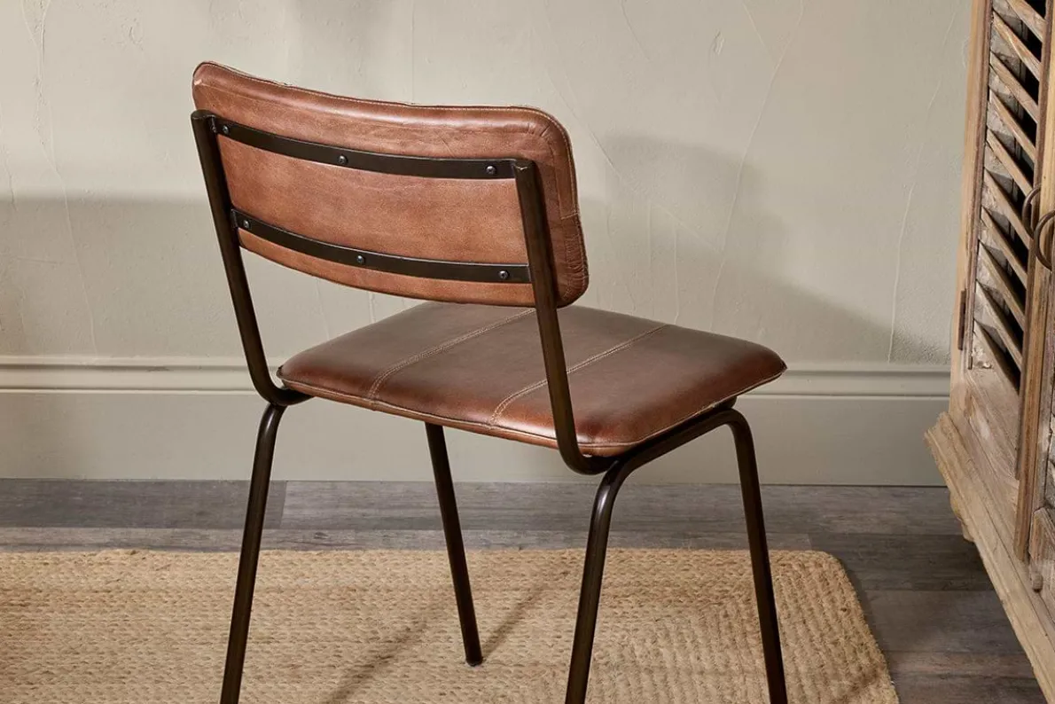 Ukari Leather Dining Chair - Chocolate Brown