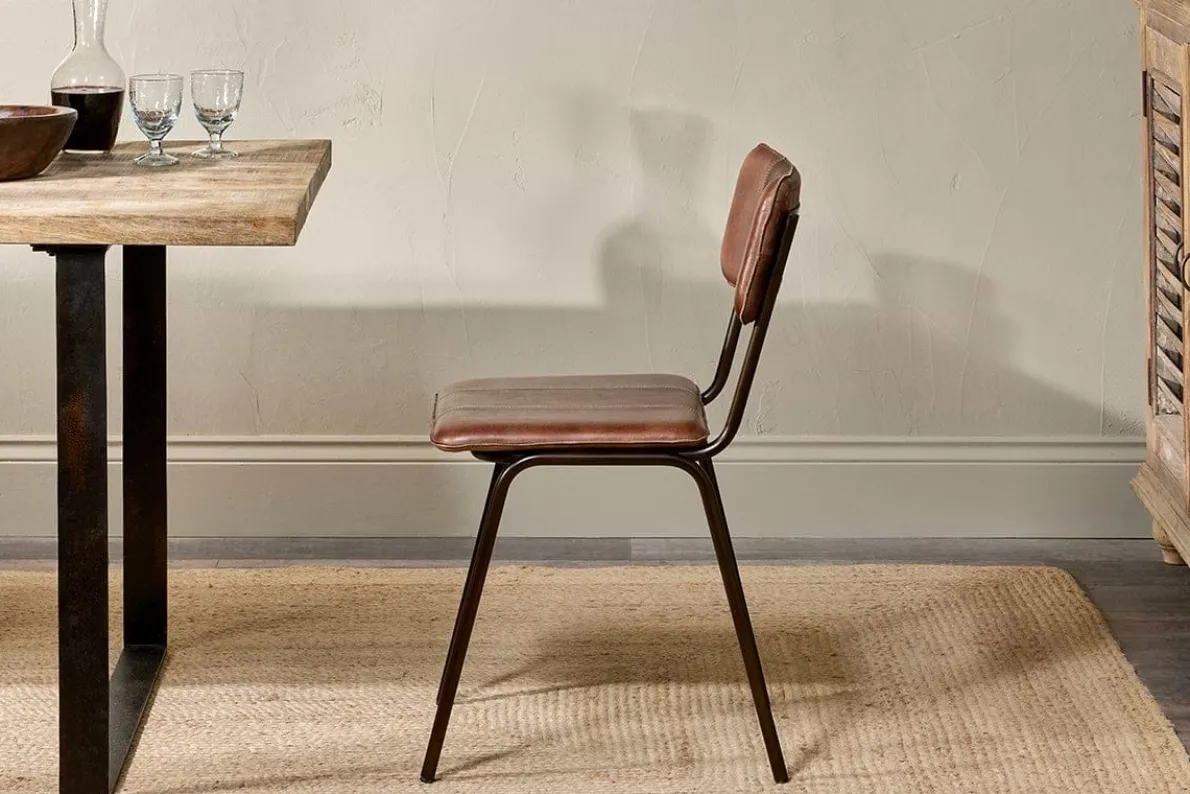 Ukari Leather Dining Chair - Chocolate Brown