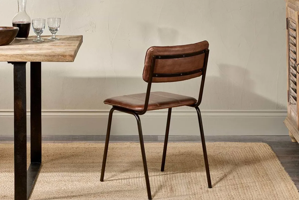 Ukari Leather Dining Chair - Chocolate Brown