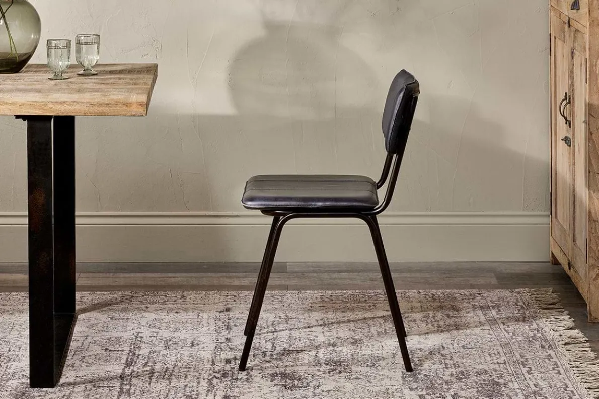 Ukari Leather Dining Chair - Aged Black