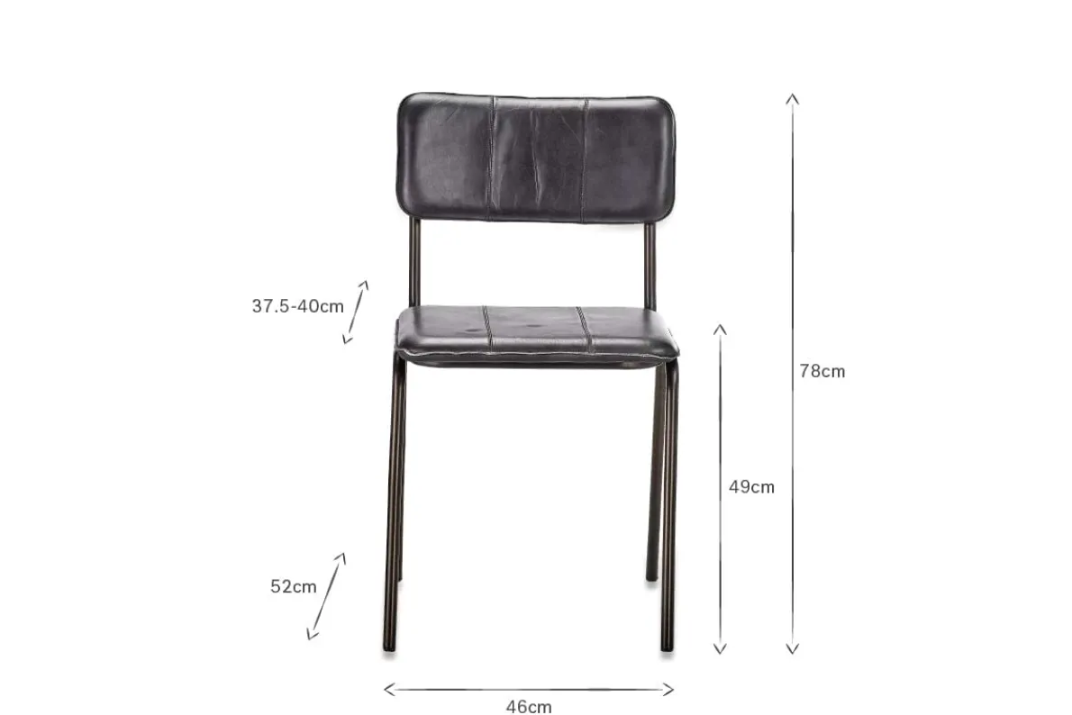 Ukari Leather Dining Chair - Aged Black