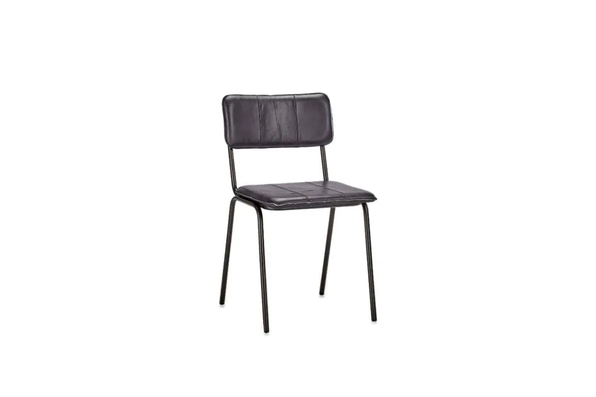 Ukari Leather Dining Chair - Aged Black
