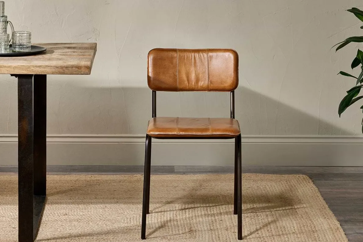 Ukari Leather Dining Chair - Aged Tan