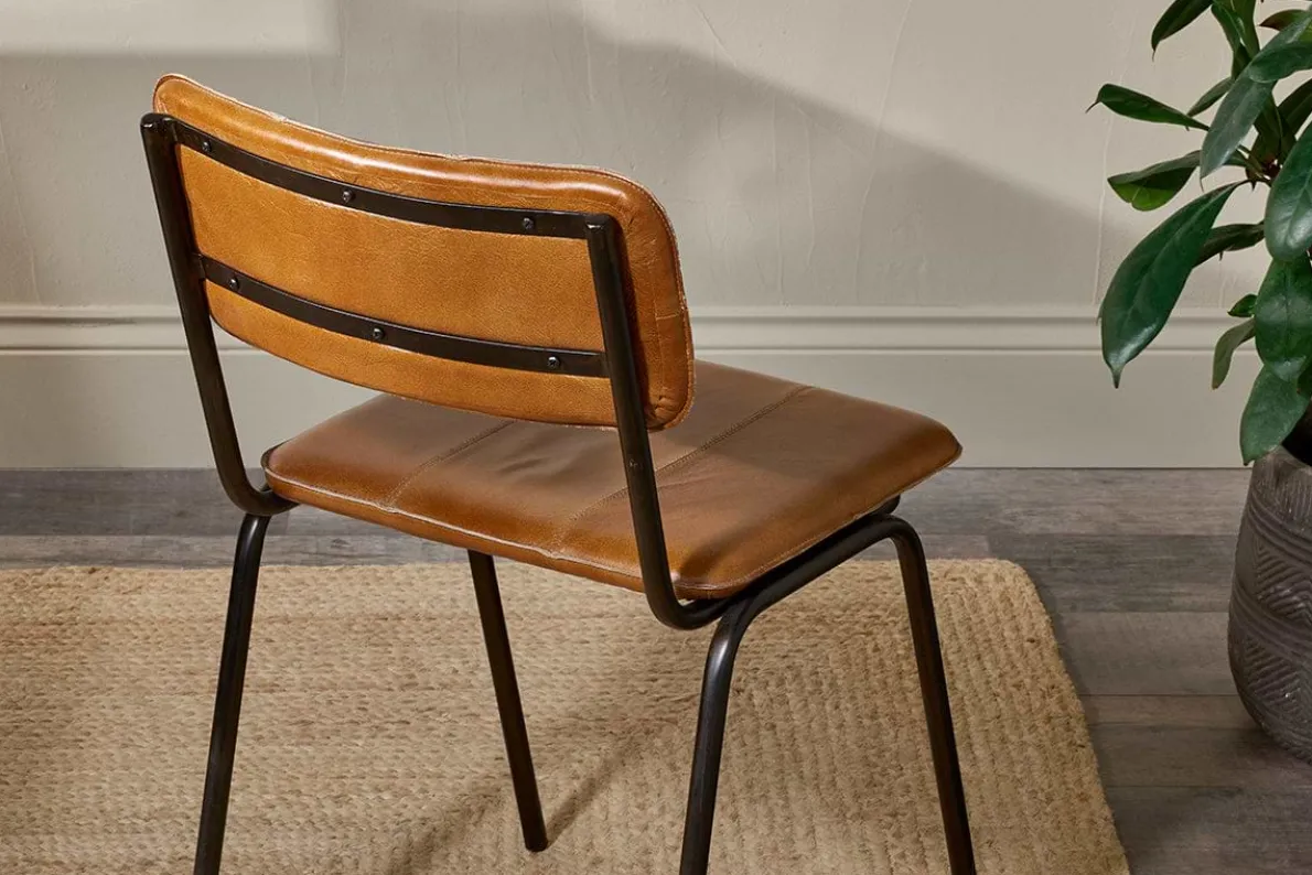 Ukari Leather Dining Chair - Aged Tan