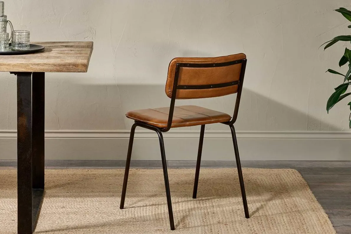 Ukari Leather Dining Chair - Aged Tan