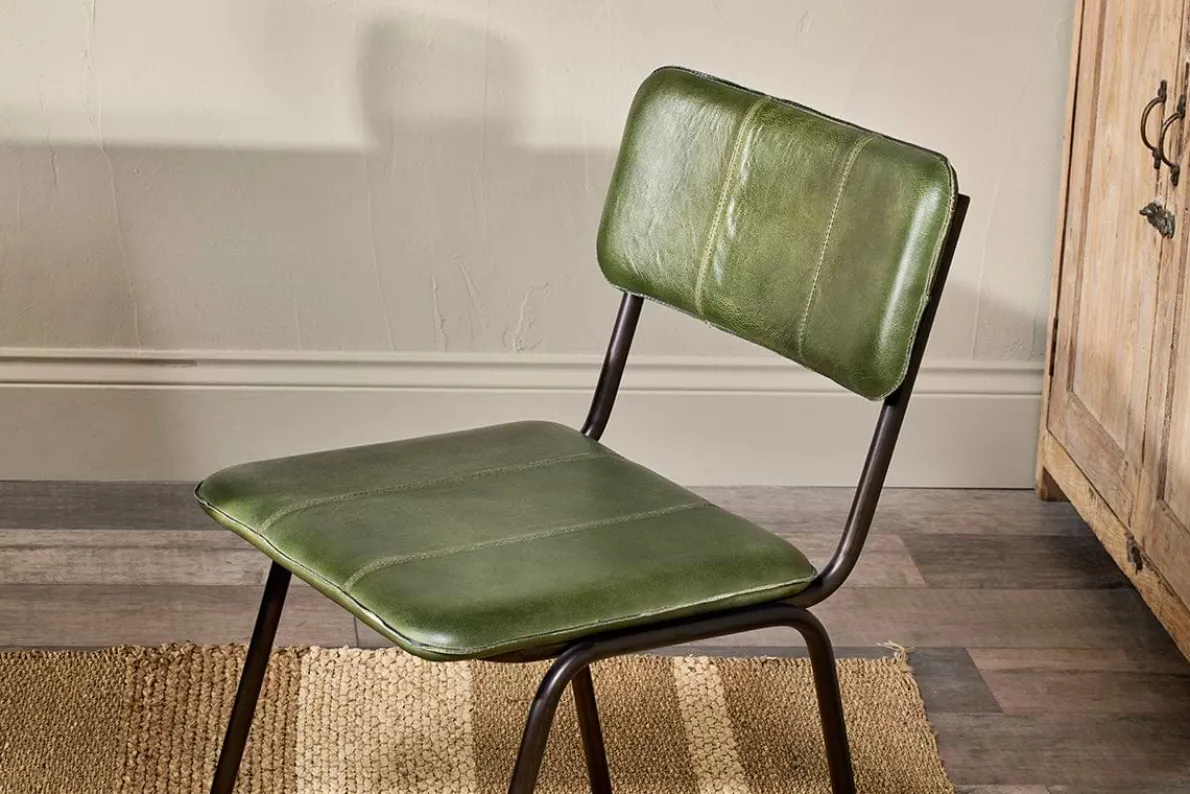 Ukari Leather Dining Chair - Rich Green