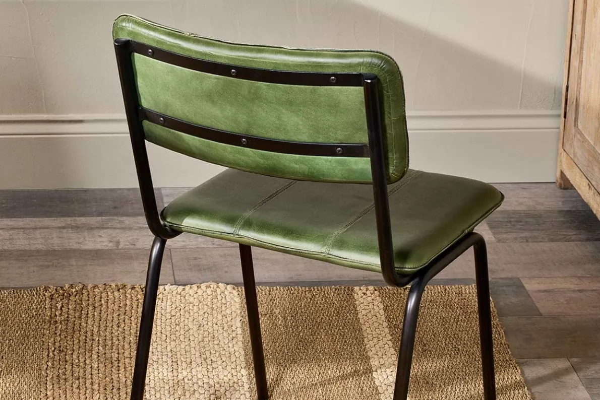 Ukari Leather Dining Chair - Rich Green