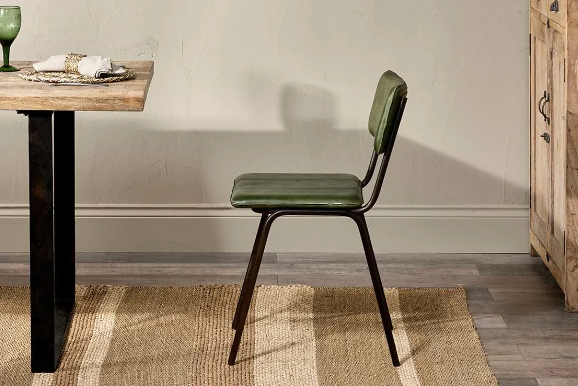 Ukari Leather Dining Chair - Rich Green