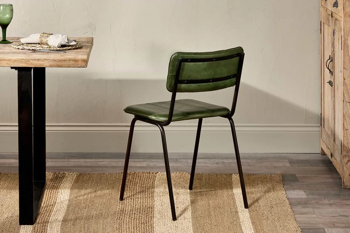 Ukari Leather Dining Chair - Rich Green