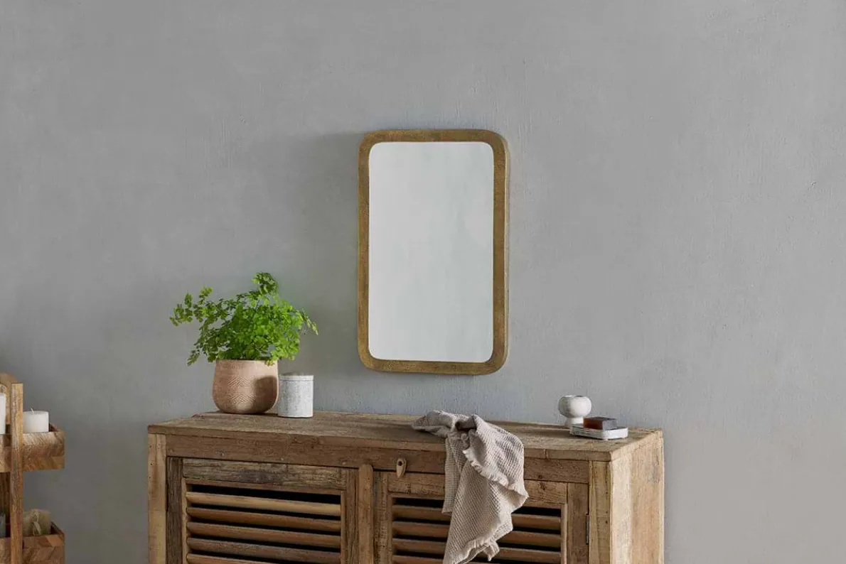 Ungura Rounded Mirror - Antique Brass - Small