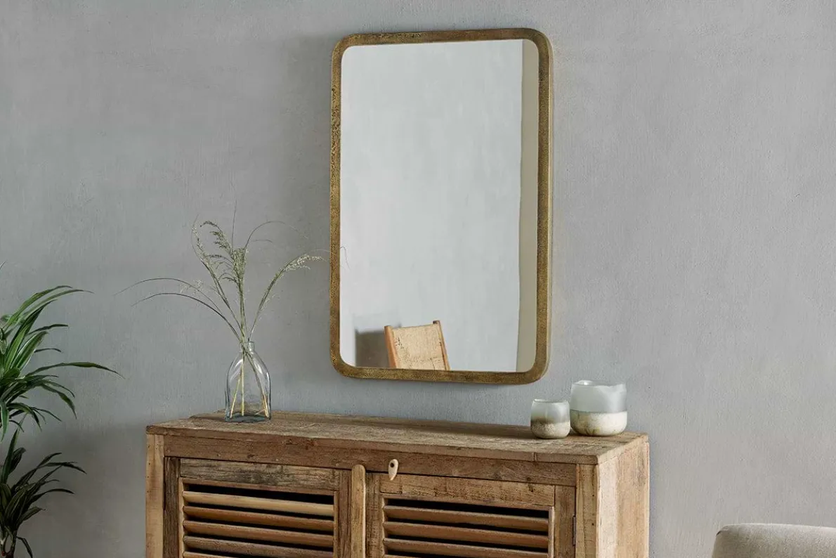 Ungura Rounded Mirror - Antique Brass - Large