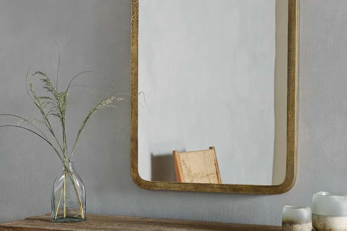 Ungura Rounded Mirror - Antique Brass - Large