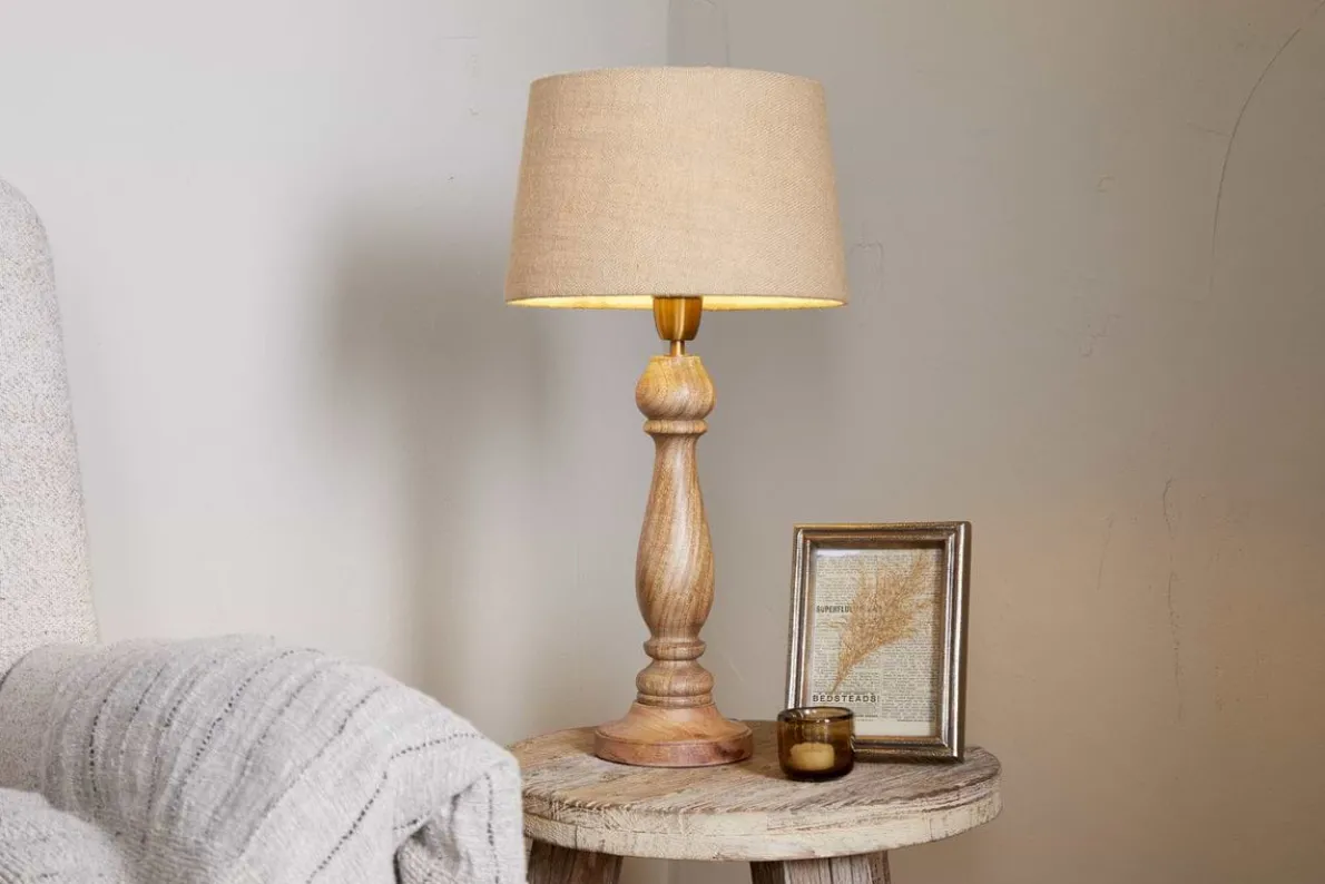 Usha Classic Wooden Table Lamp - Natural