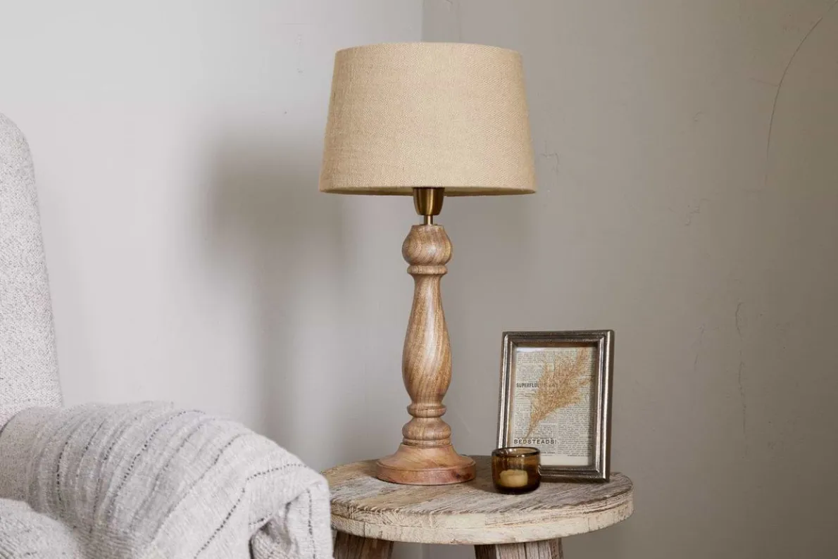 Usha Classic Wooden Table Lamp - Natural