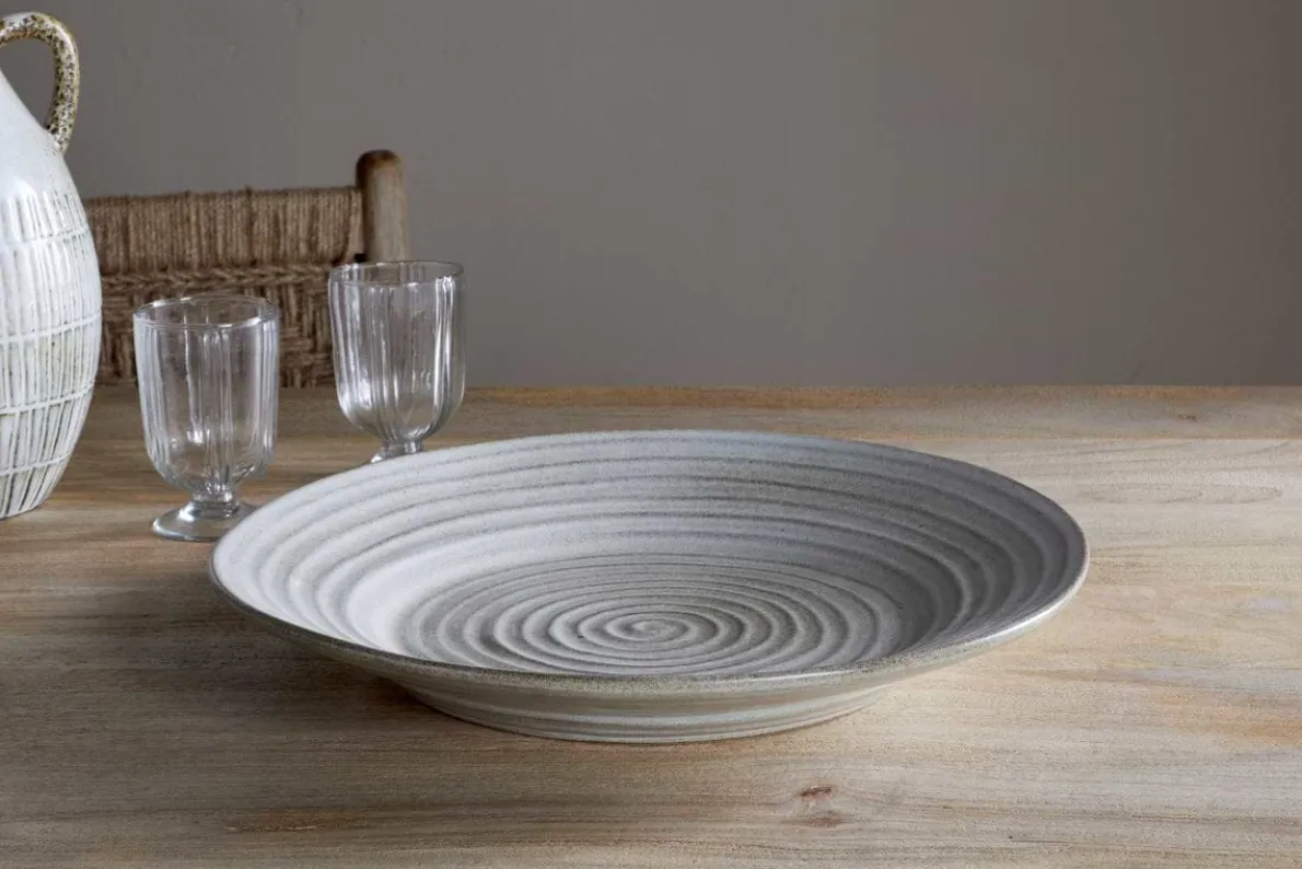 Valinha Earthenware Round Platter - Grey
