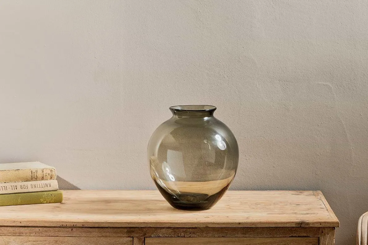 Vanita Glass Vase - Smoke - Wide