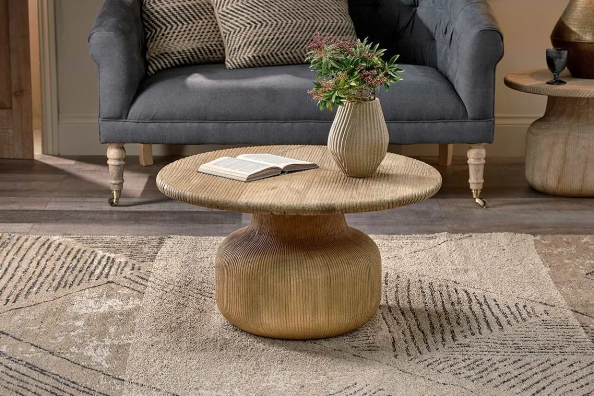 Vivan Grooved Wood Coffee Table