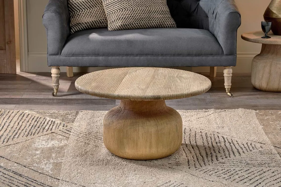 Vivan Grooved Wood Coffee Table
