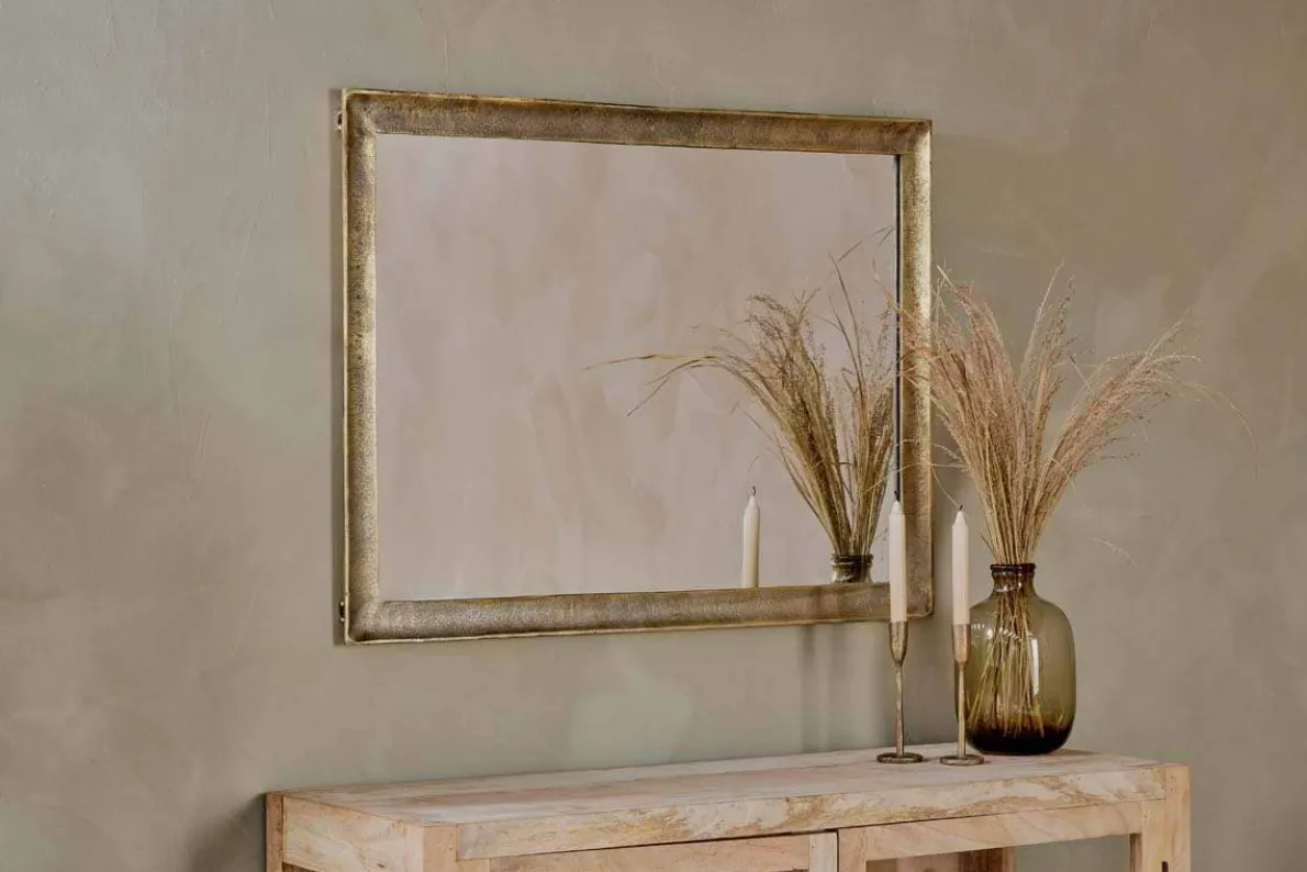 Yadur Rectangular Mirror - Antique Brass - Large