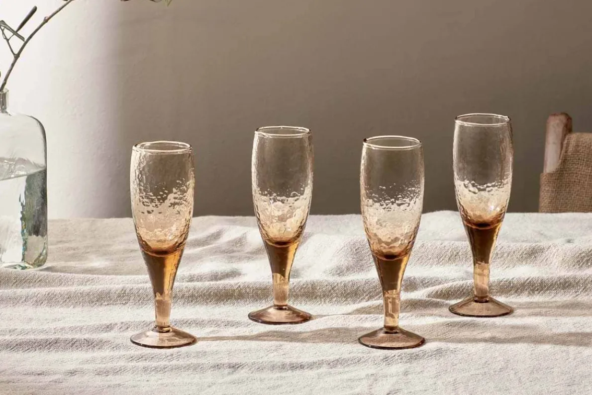 Yala Hammered Champagne Glass - Dusty Terracotta (Set of 4)