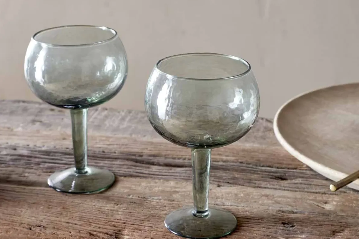 Yala Hammered Gin Glass - Sage Green (Set of 2)