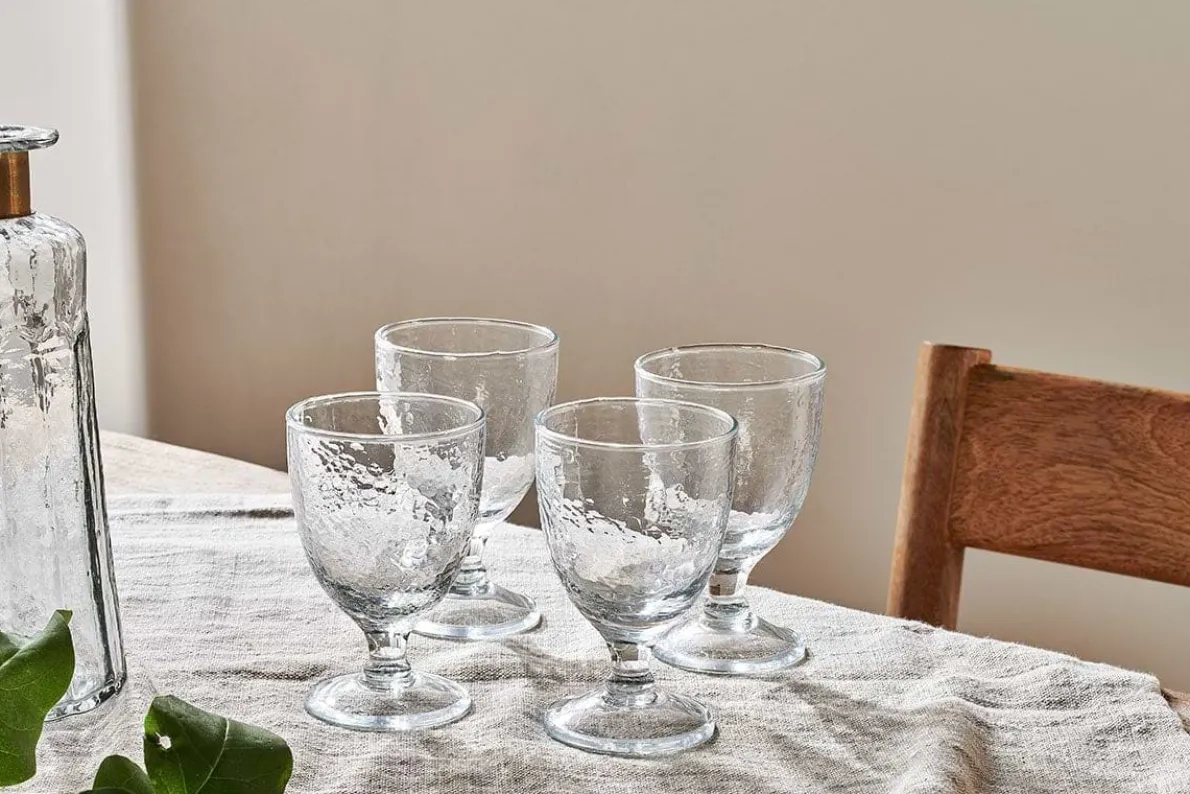 Yala Hammered Wine Glass - Clear Glass (Set of 4)
