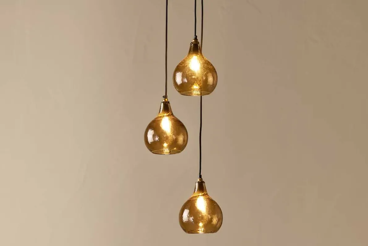 Ziva Recycled Glass Cluster Pendant -  Light Smoke Brown