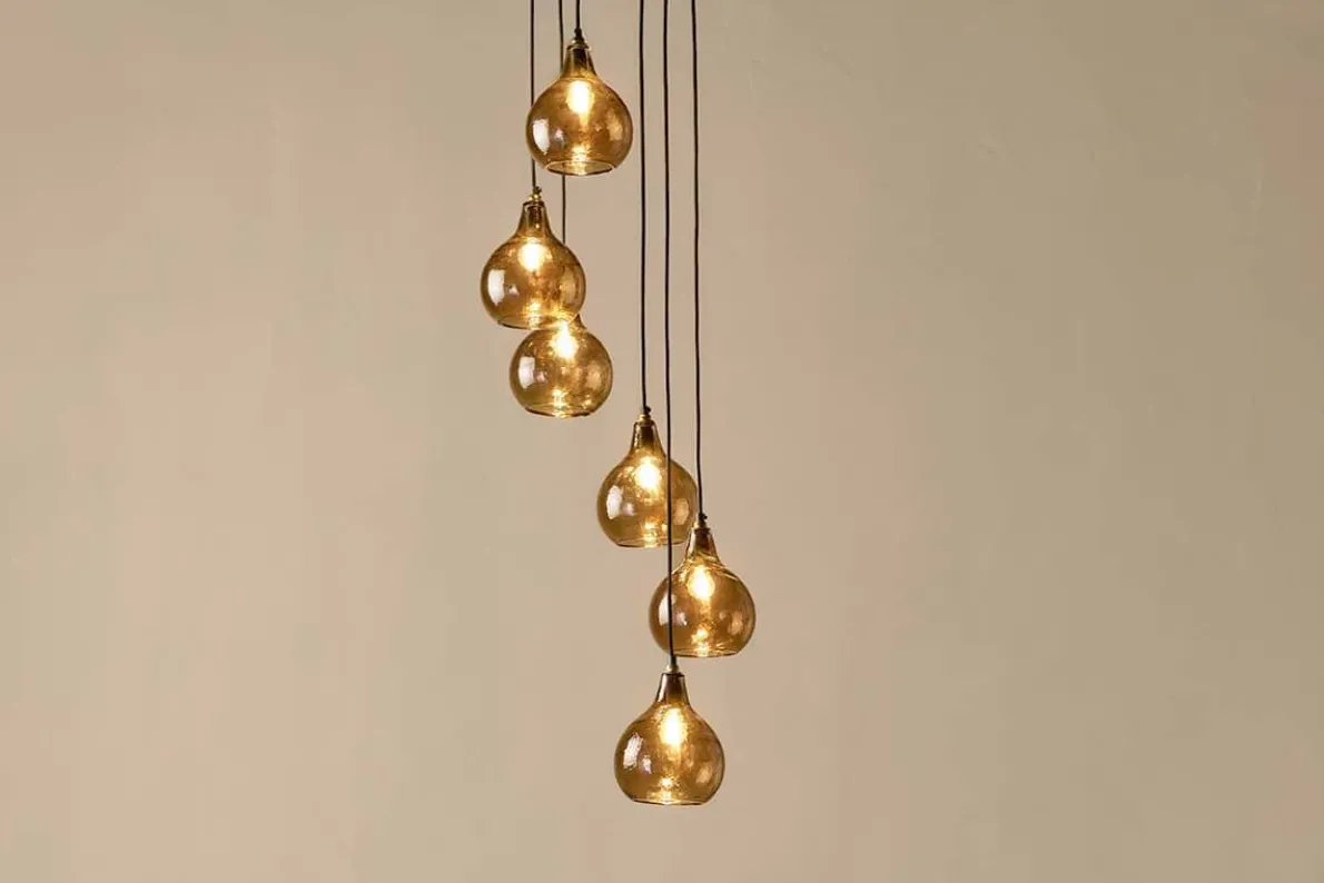 Ziva Statement Recycled Glass Cluster Pendant - Light Smoke Brown