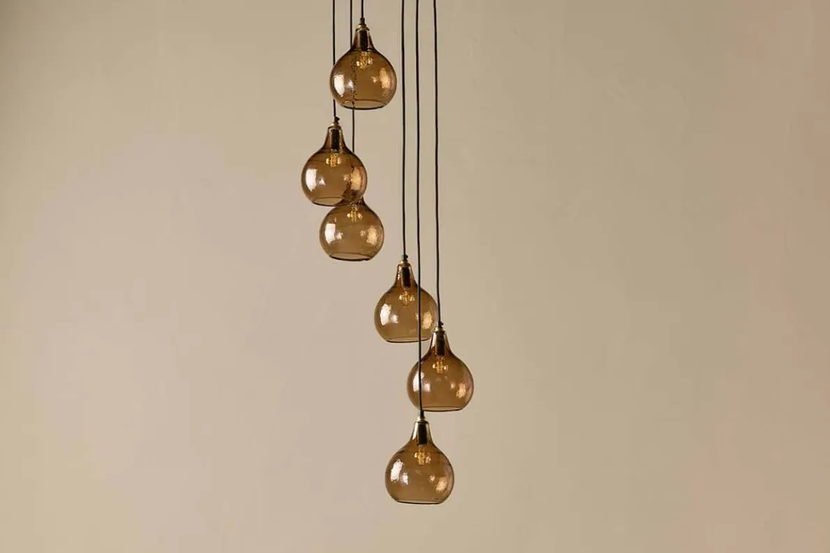 Ziva Statement Recycled Glass Cluster Pendant - Light Smoke Brown