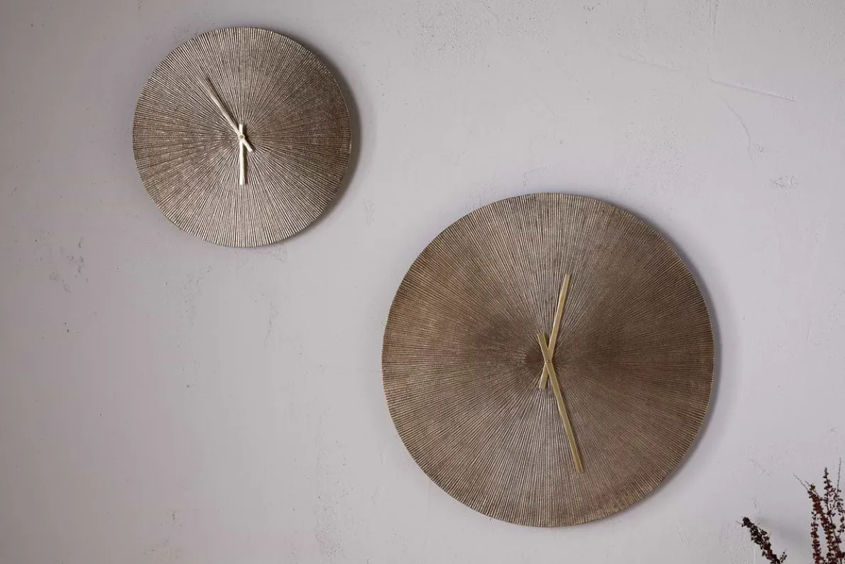 Zuwena Etched Wall Clock - Antique Brass